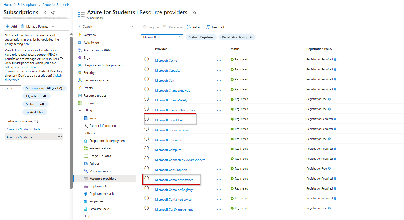 Register Reource provider