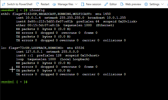 Configure CloudShell ifconfig